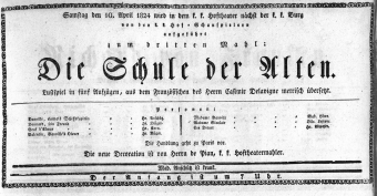 Theaterzettel (Oper und Burgtheater in Wien) 18240410 Seite: 1
