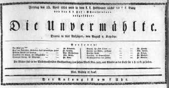 Theaterzettel (Oper und Burgtheater in Wien) 18240423 Seite: 1
