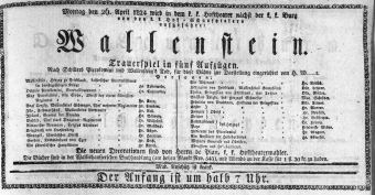Theaterzettel (Oper und Burgtheater in Wien) 18240426 Seite: 1