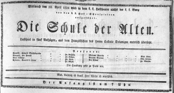 Theaterzettel (Oper und Burgtheater in Wien) 18240428 Seite: 1