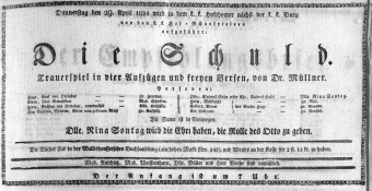 Theaterzettel (Oper und Burgtheater in Wien) 18240429 Seite: 1