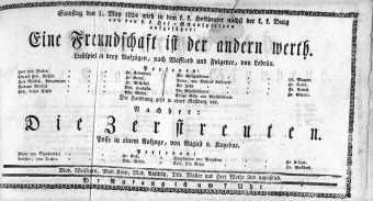 Theaterzettel (Oper und Burgtheater in Wien) 18240501 Seite: 1