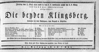 Theaterzettel (Oper und Burgtheater in Wien) 18240507 Seite: 1