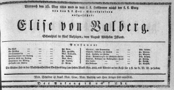 Theaterzettel (Oper und Burgtheater in Wien) 18240526 Seite: 1