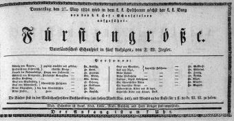 Theaterzettel (Oper und Burgtheater in Wien) 18240527 Seite: 1