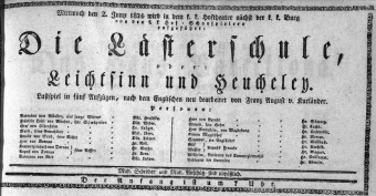 Theaterzettel (Oper und Burgtheater in Wien) 18240602 Seite: 1