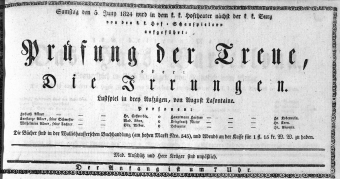 Theaterzettel (Oper und Burgtheater in Wien) 18240605 Seite: 1