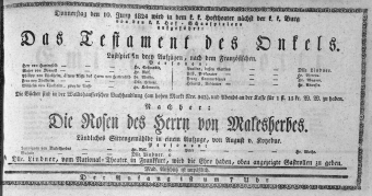 Theaterzettel (Oper und Burgtheater in Wien) 18240610 Seite: 1