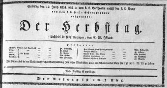 Theaterzettel (Oper und Burgtheater in Wien) 18240612 Seite: 1