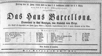 Theaterzettel (Oper und Burgtheater in Wien) 18240618 Seite: 1