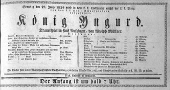 Theaterzettel (Oper und Burgtheater in Wien) 18240627 Seite: 1