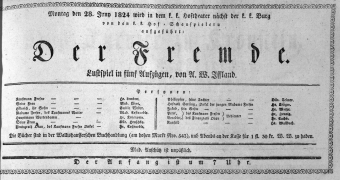 Theaterzettel (Oper und Burgtheater in Wien) 18240628 Seite: 1