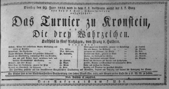 Theaterzettel (Oper und Burgtheater in Wien) 18240629 Seite: 1