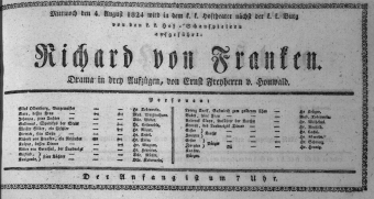 Theaterzettel (Oper und Burgtheater in Wien) 18240804 Seite: 1