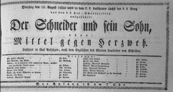 Theaterzettel (Oper und Burgtheater in Wien) 18240810 Seite: 1