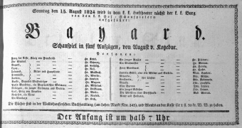Theaterzettel (Oper und Burgtheater in Wien) 18240815 Seite: 1