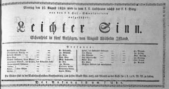Theaterzettel (Oper und Burgtheater in Wien) 18240816 Seite: 1