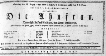 Theaterzettel (Oper und Burgtheater in Wien) 18240822 Seite: 1