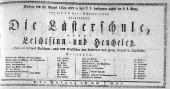 Theaterzettel (Oper und Burgtheater in Wien) 18240823 Seite: 1