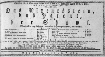Theaterzettel (Oper und Burgtheater in Wien) 18240904 Seite: 1