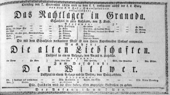 Theaterzettel (Oper und Burgtheater in Wien) 18240907 Seite: 1