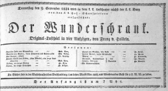 Theaterzettel (Oper und Burgtheater in Wien) 18240909 Seite: 1