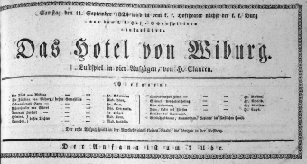 Theaterzettel (Oper und Burgtheater in Wien) 18240911 Seite: 1