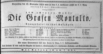 Theaterzettel (Oper und Burgtheater in Wien) 18240916 Seite: 1