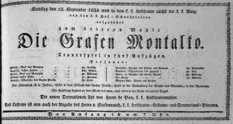 Theaterzettel (Oper und Burgtheater in Wien) 18240918 Seite: 1