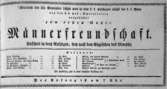 Theaterzettel (Oper und Burgtheater in Wien) 18240922 Seite: 1