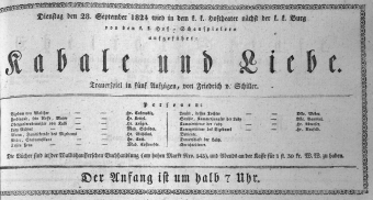 Theaterzettel (Oper und Burgtheater in Wien) 18240928 Seite: 1