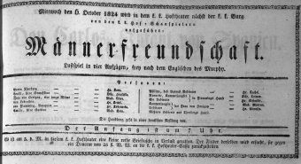 Theaterzettel (Oper und Burgtheater in Wien) 18241006 Seite: 1