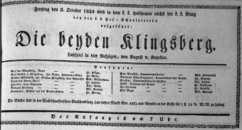 Theaterzettel (Oper und Burgtheater in Wien) 18241008 Seite: 1