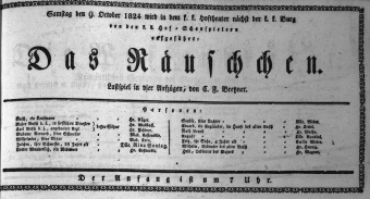 Theaterzettel (Oper und Burgtheater in Wien) 18241009 Seite: 1