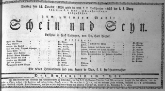 Theaterzettel (Oper und Burgtheater in Wien) 18241015 Seite: 1