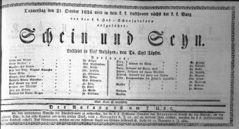 Theaterzettel (Oper und Burgtheater in Wien) 18241021 Seite: 1