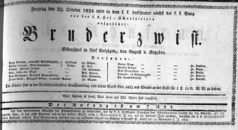 Theaterzettel (Oper und Burgtheater in Wien) 18241029 Seite: 1
