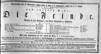 Theaterzettel (Oper und Burgtheater in Wien) 18241104 Seite: 1