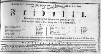 Theaterzettel (Oper und Burgtheater in Wien) 18241107 Seite: 1