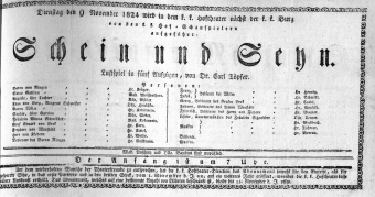 Theaterzettel (Oper und Burgtheater in Wien) 18241109 Seite: 1