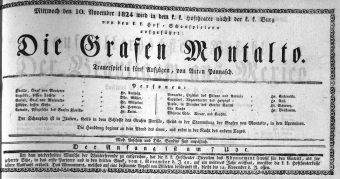 Theaterzettel (Oper und Burgtheater in Wien) 18241110 Seite: 1