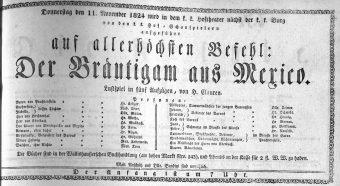 Theaterzettel (Oper und Burgtheater in Wien) 18241111 Seite: 1