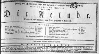 Theaterzettel (Oper und Burgtheater in Wien) 18241112 Seite: 1