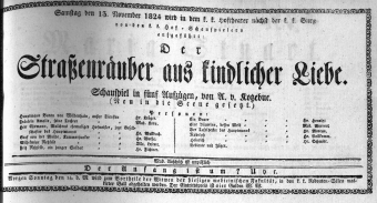Theaterzettel (Oper und Burgtheater in Wien) 18241113 Seite: 1
