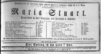 Theaterzettel (Oper und Burgtheater in Wien) 18241114 Seite: 1