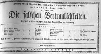 Theaterzettel (Oper und Burgtheater in Wien) 18241116 Seite: 1