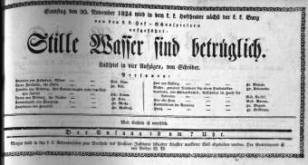 Theaterzettel (Oper und Burgtheater in Wien) 18241120 Seite: 1