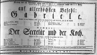 Theaterzettel (Oper und Burgtheater in Wien) 18241122 Seite: 1