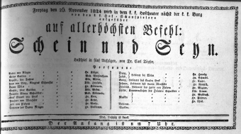 Theaterzettel (Oper und Burgtheater in Wien) 18241126 Seite: 1
