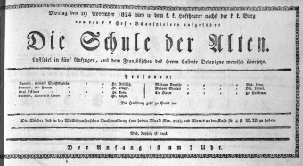Theaterzettel (Oper und Burgtheater in Wien) 18241129 Seite: 1